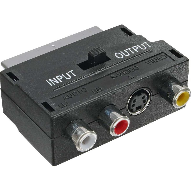 21-Pin Audio / Video vergoldete Kontakte Mini-DIN 4-Buchse S-Video 3x Cinch-Buchse Scartstecker Goobay 50499 Scart Cinch Adapter 