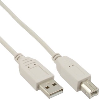 USB 2.0 Kabel, A-B (A an B), beige, 5m, bulk